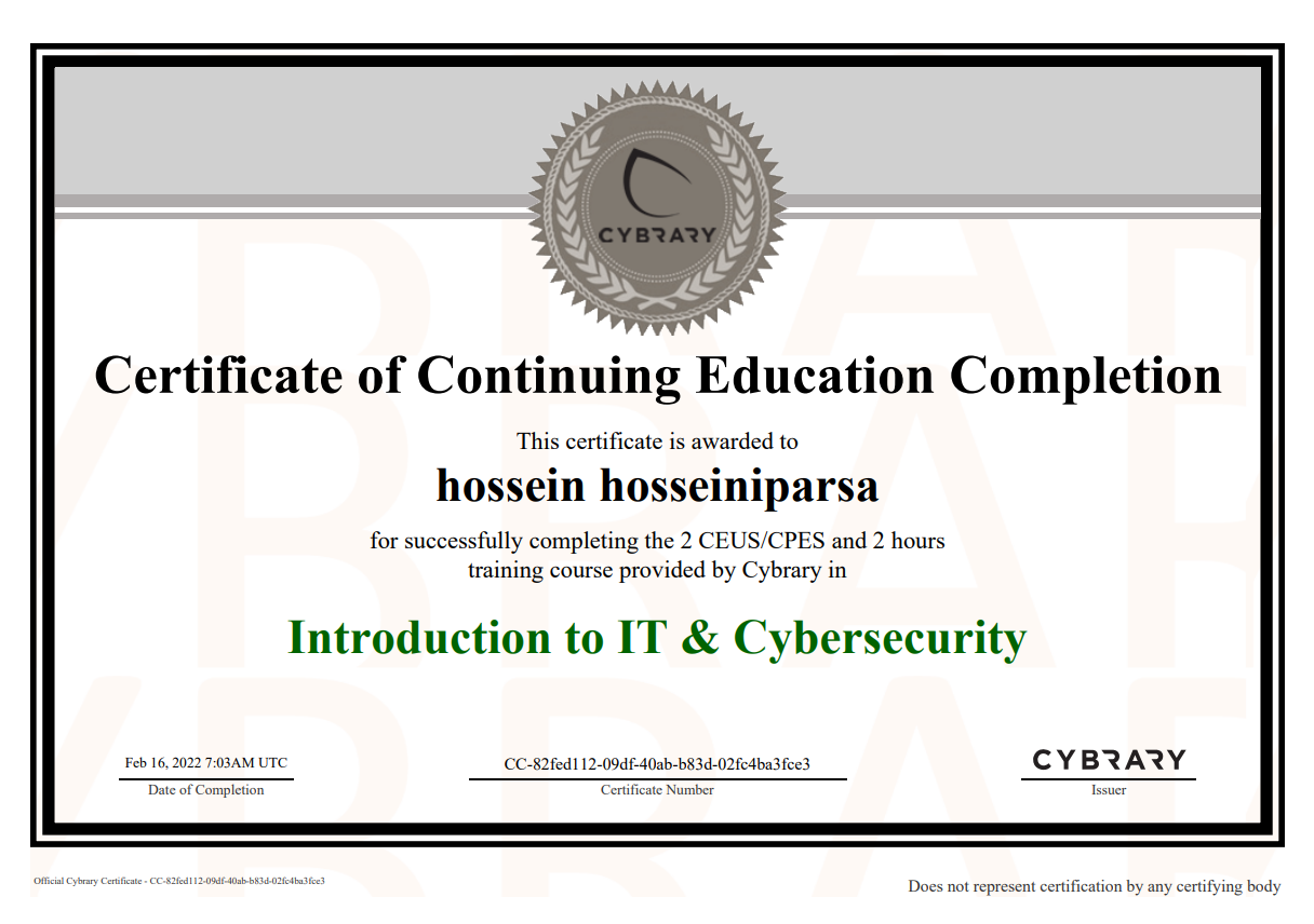certificate cy
