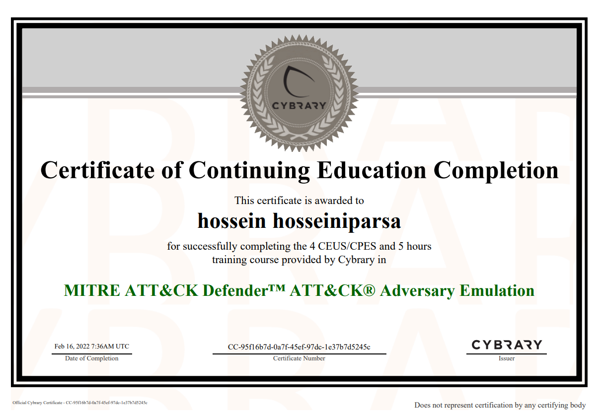 certificate cyb